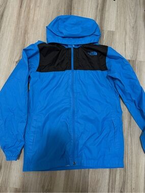 The North Face Blue and Black Hooded Rain Jacket